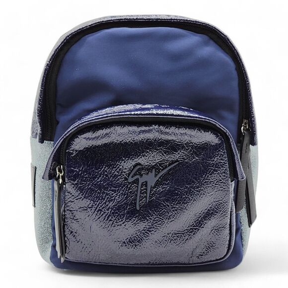Giuseppe Zanotti Logo Backpack - Nylon, Leather, Suede - Blue Black Gray - $950 - Picture 1 of 8